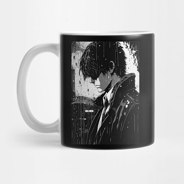 Sad manga man in the rain by GothicDesigns